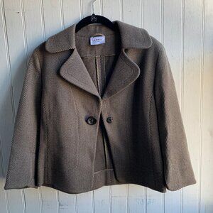 Akris Punto Beige Brown Cream Diagonal Stripe One Button Blazer Jacket - Wool  8